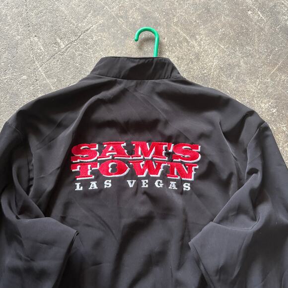 Vintage Sam's Town Las Vegas Oversized Jacket Mens XL Black 90s Poker Winner - Picture 2 of 9